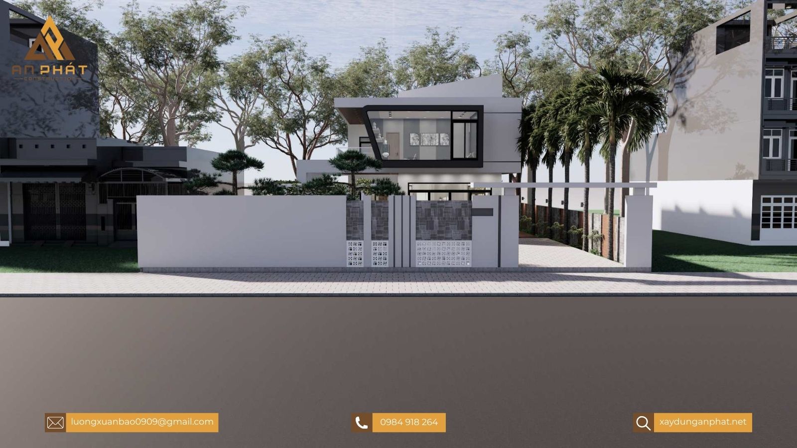 Biệt thự sân vườn 200m², 2 tầng mái bằng