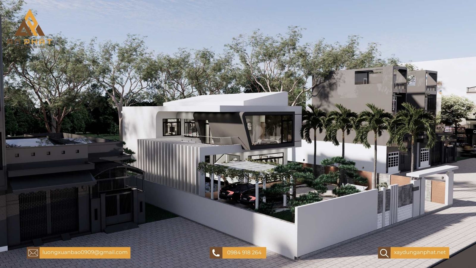 Biệt thự sân vườn 200m², 2 tầng mái bằng