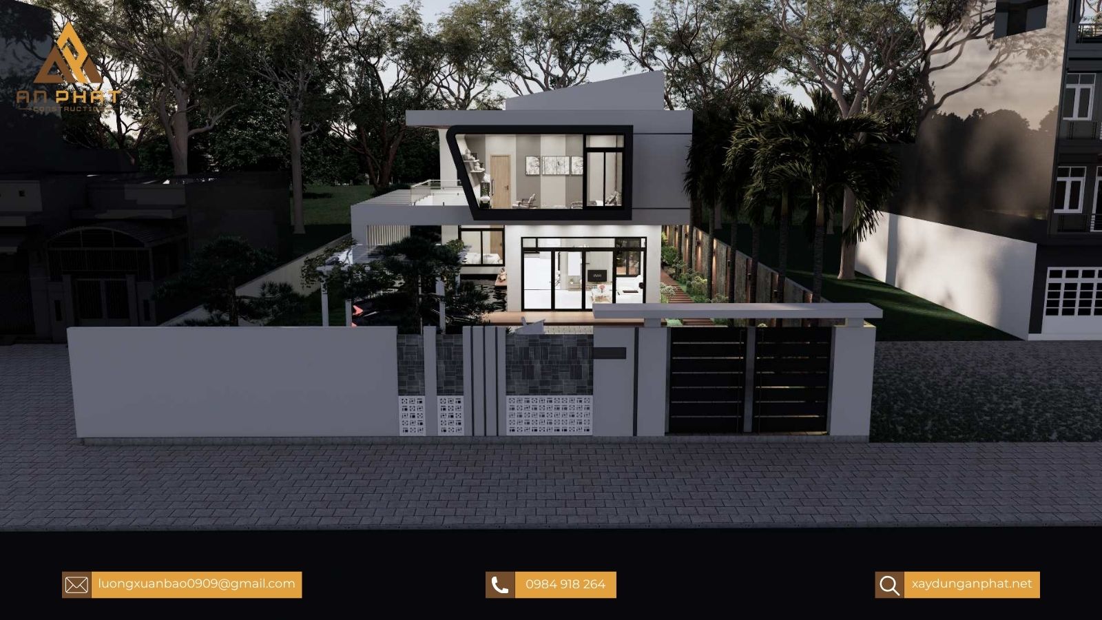 Biệt thự sân vườn 200m², 2 tầng mái bằng