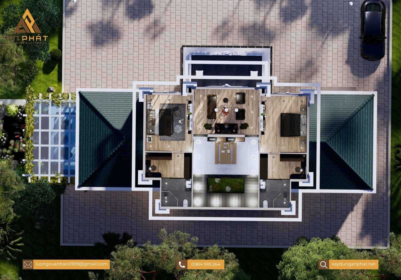 Biệt thự tân cổ điển 2 tầng 4 mặt tiền