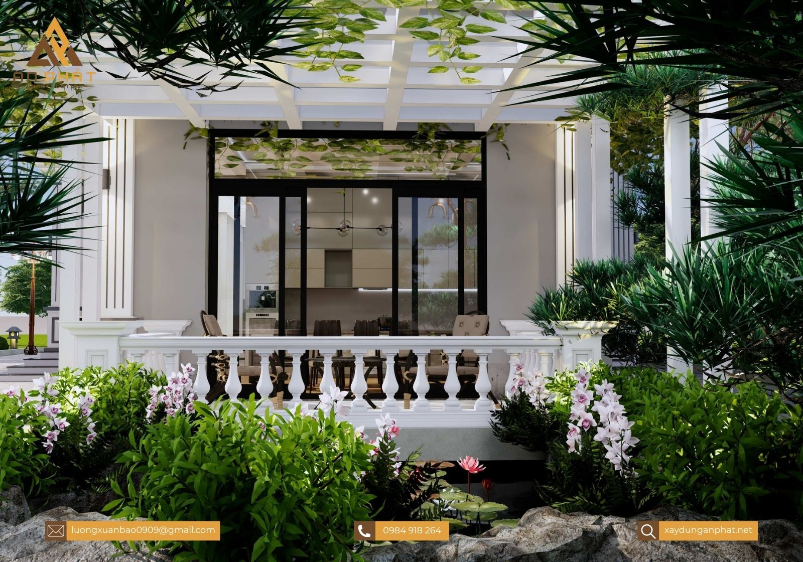 Biệt thự tân cổ điển 2 tầng 4 mặt tiền