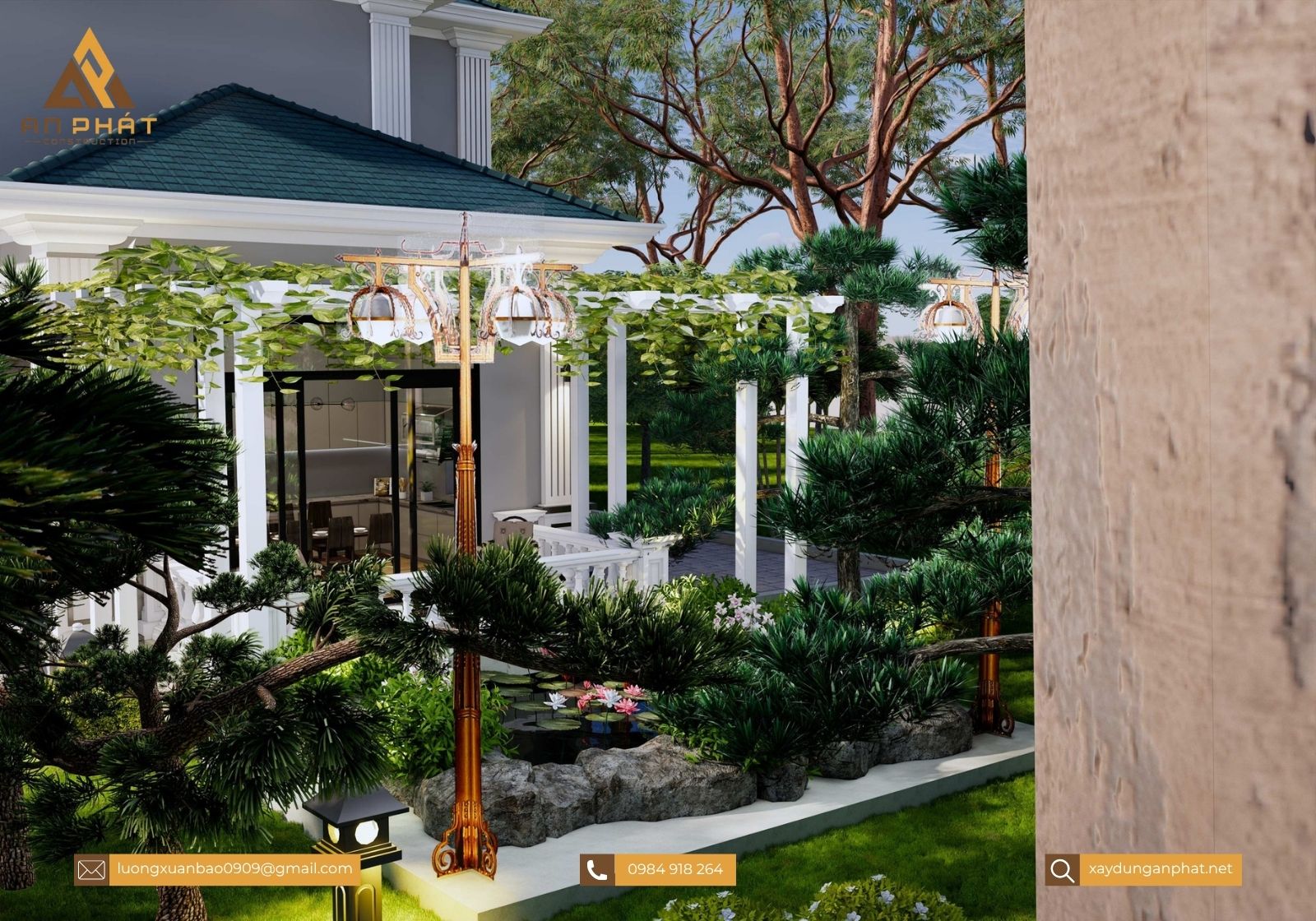 Biệt thự tân cổ điển 2 tầng 4 mặt tiền