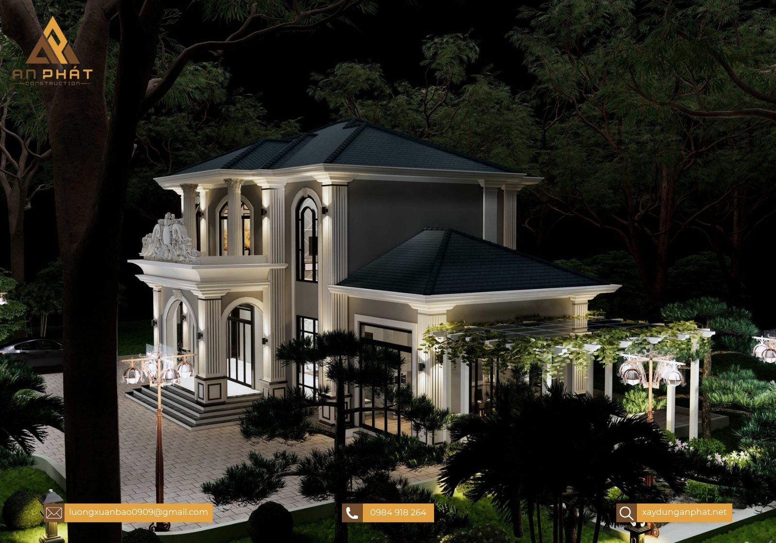 Biệt thự tân cổ điển 2 tầng 4 mặt tiền