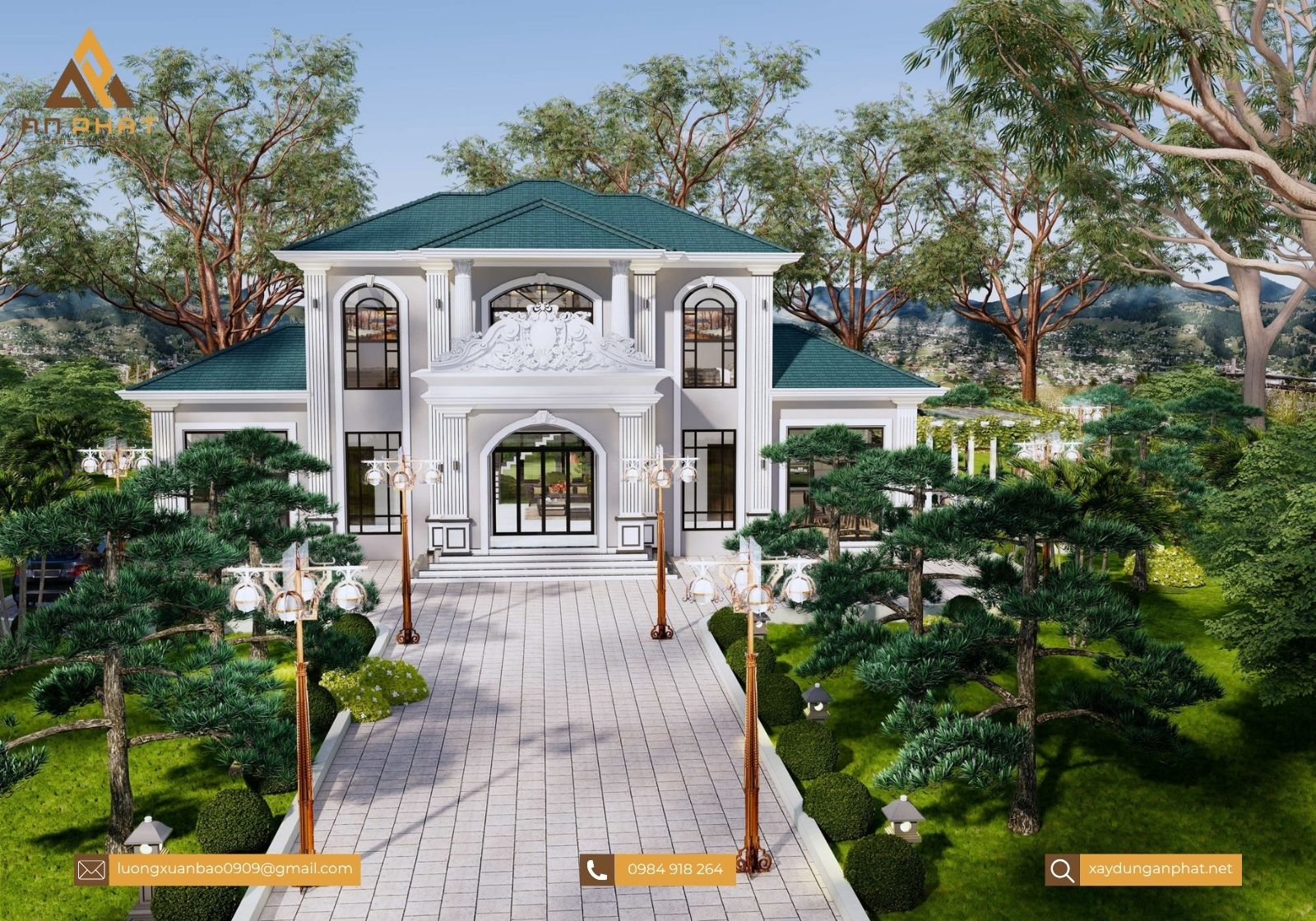 Biệt thự tân cổ điển 2 tầng 4 mặt tiền