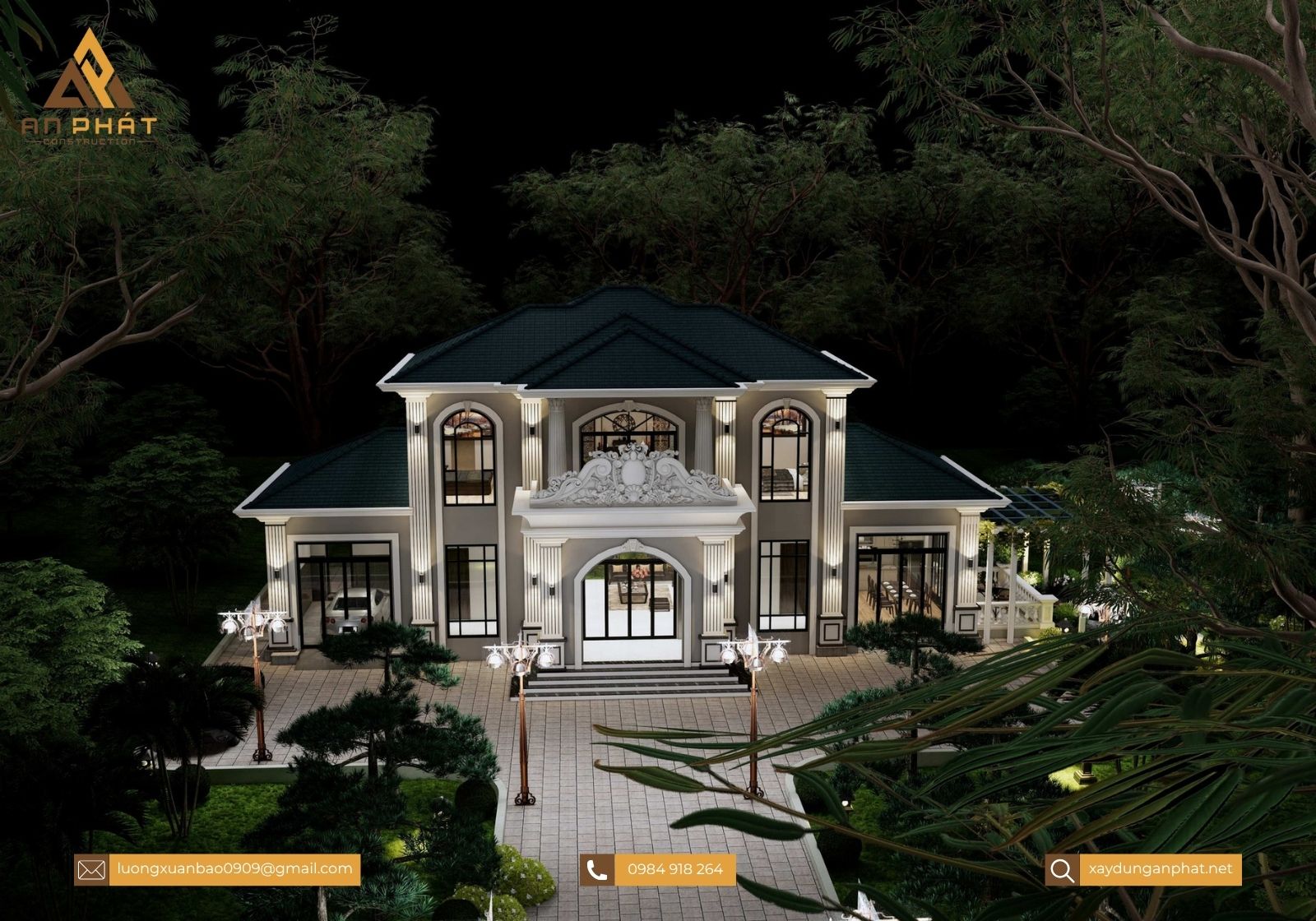 Biệt thự tân cổ điển 2 tầng 4 mặt tiền