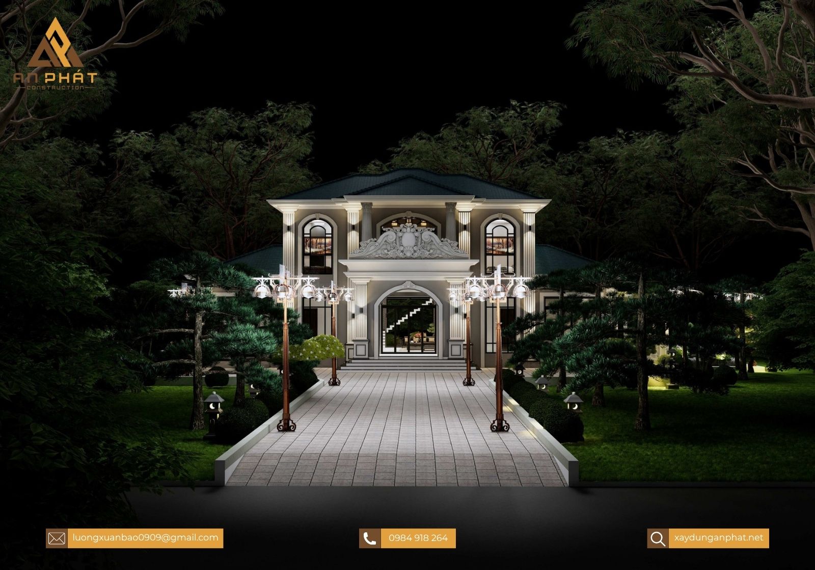 Biệt thự tân cổ điển 2 tầng 4 mặt tiền