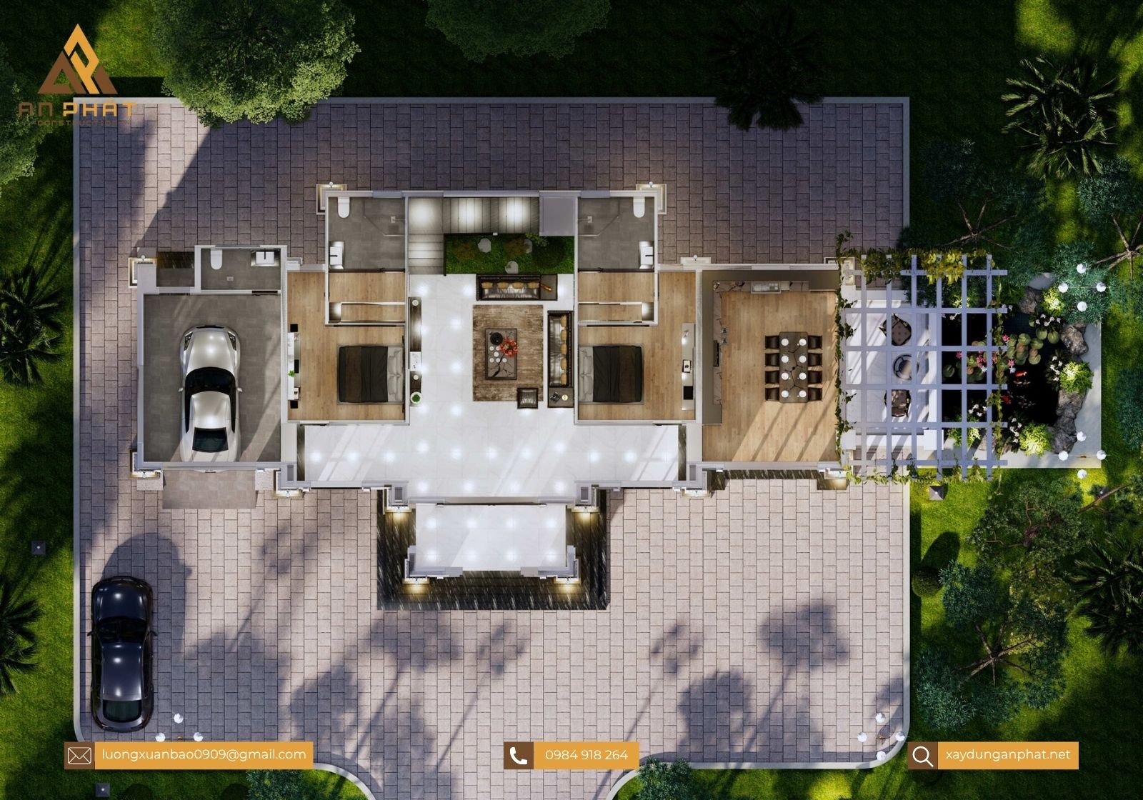 Biệt thự tân cổ điển 2 tầng 4 mặt tiền