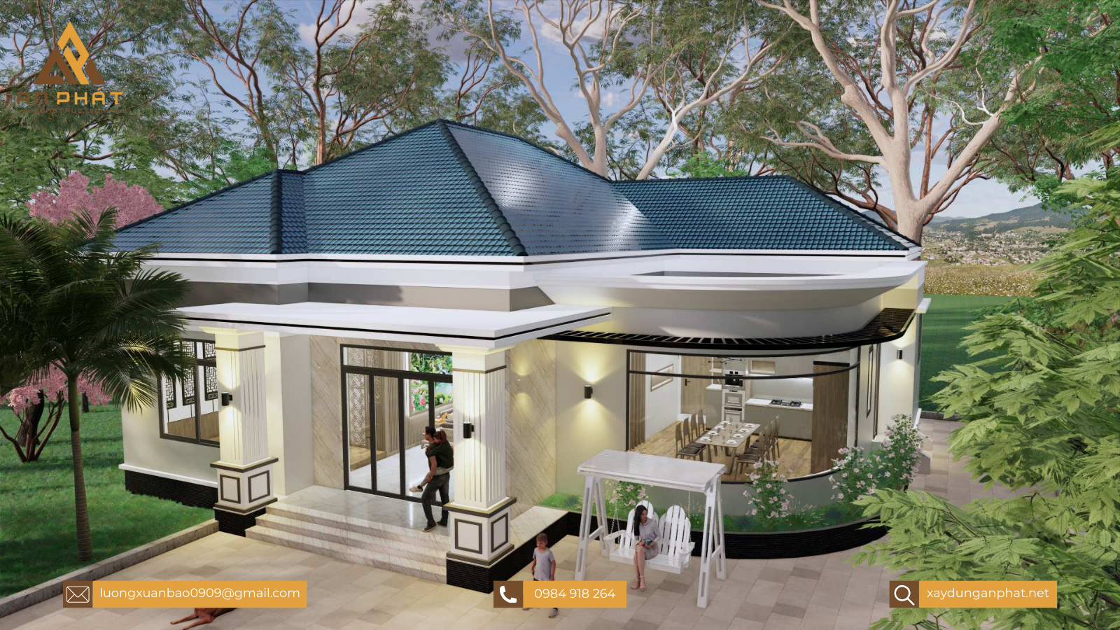 Biệt thự trệt sân vườn hiện đại 260m² 