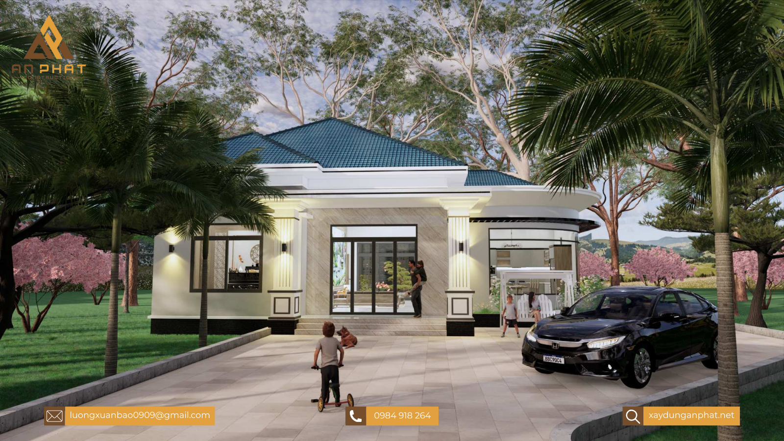 Biệt thự trệt sân vườn hiện đại 260m² 