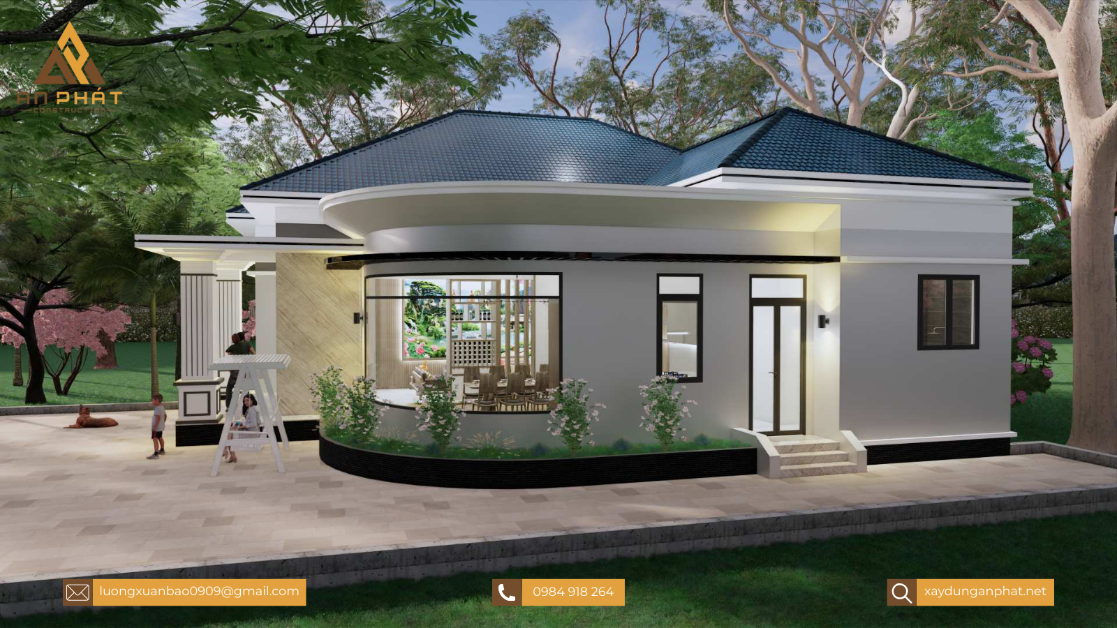 Biệt thự trệt sân vườn hiện đại 260m² 