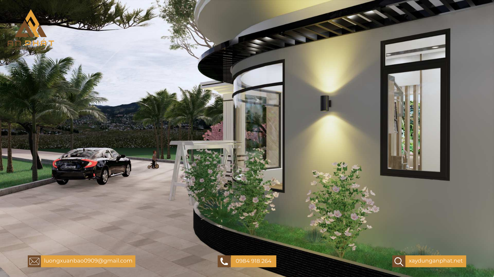 Biệt thự trệt sân vườn hiện đại 260m² 