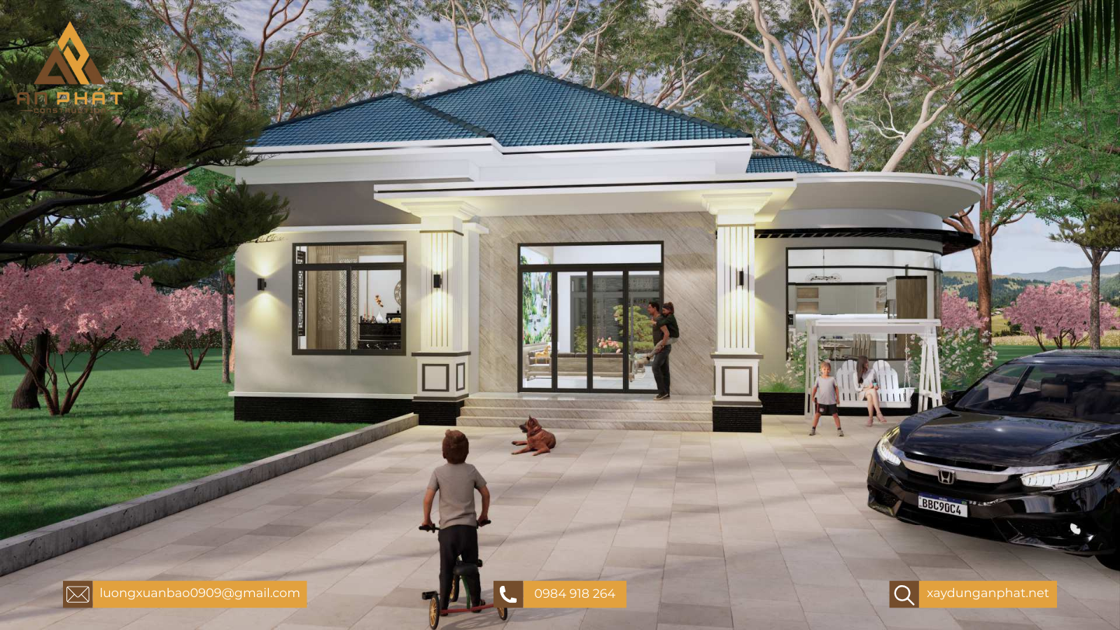 Biệt thự trệt sân vườn hiện đại 260m² 