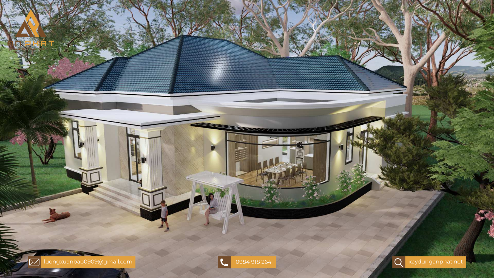 Biệt thự trệt sân vườn hiện đại 260m² 