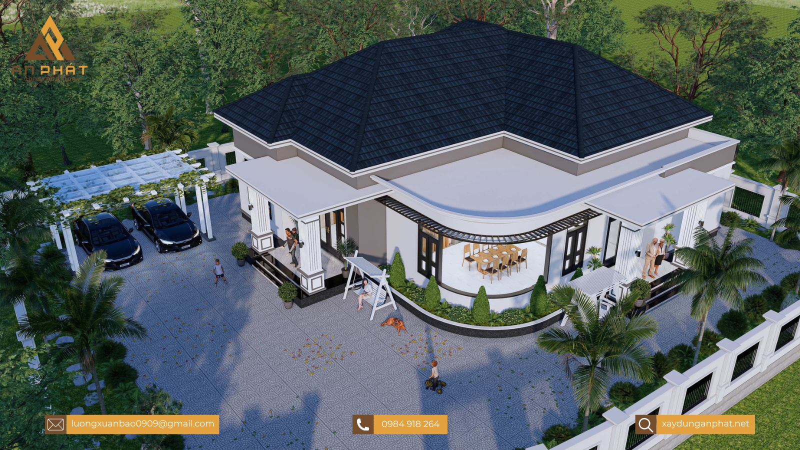 Biệt thự vườn mái Nhật 4 phòng ngủ 276m²