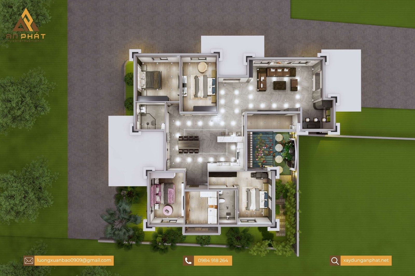 Mẫu nhà vườn mái Thái đẹp 260m²