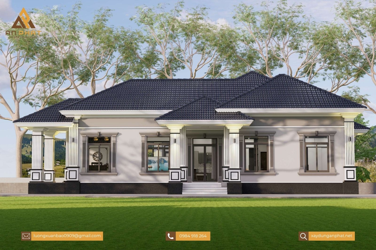 Mẫu nhà vườn mái Thái đẹp 260m²