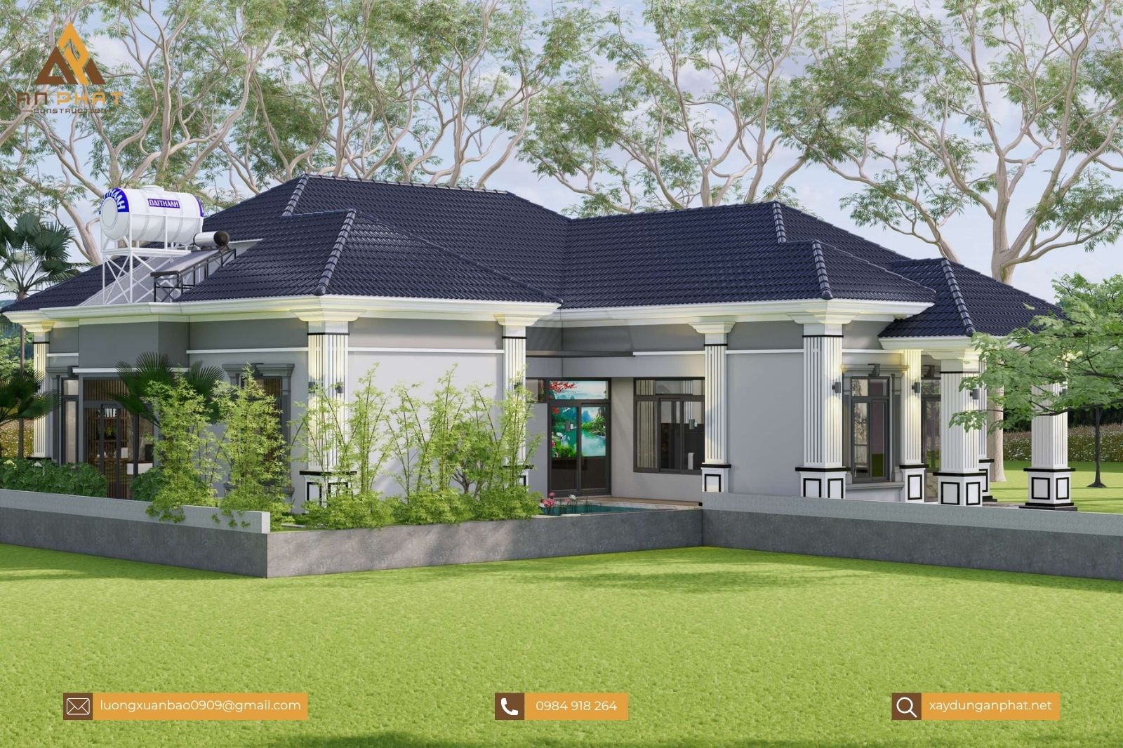 Mẫu nhà vườn mái Thái đẹp 260m²