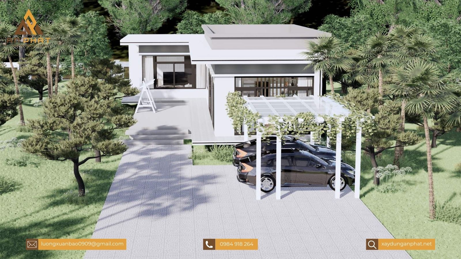 Nhà cấp 4 chữ L đơn giản, tiện nghi