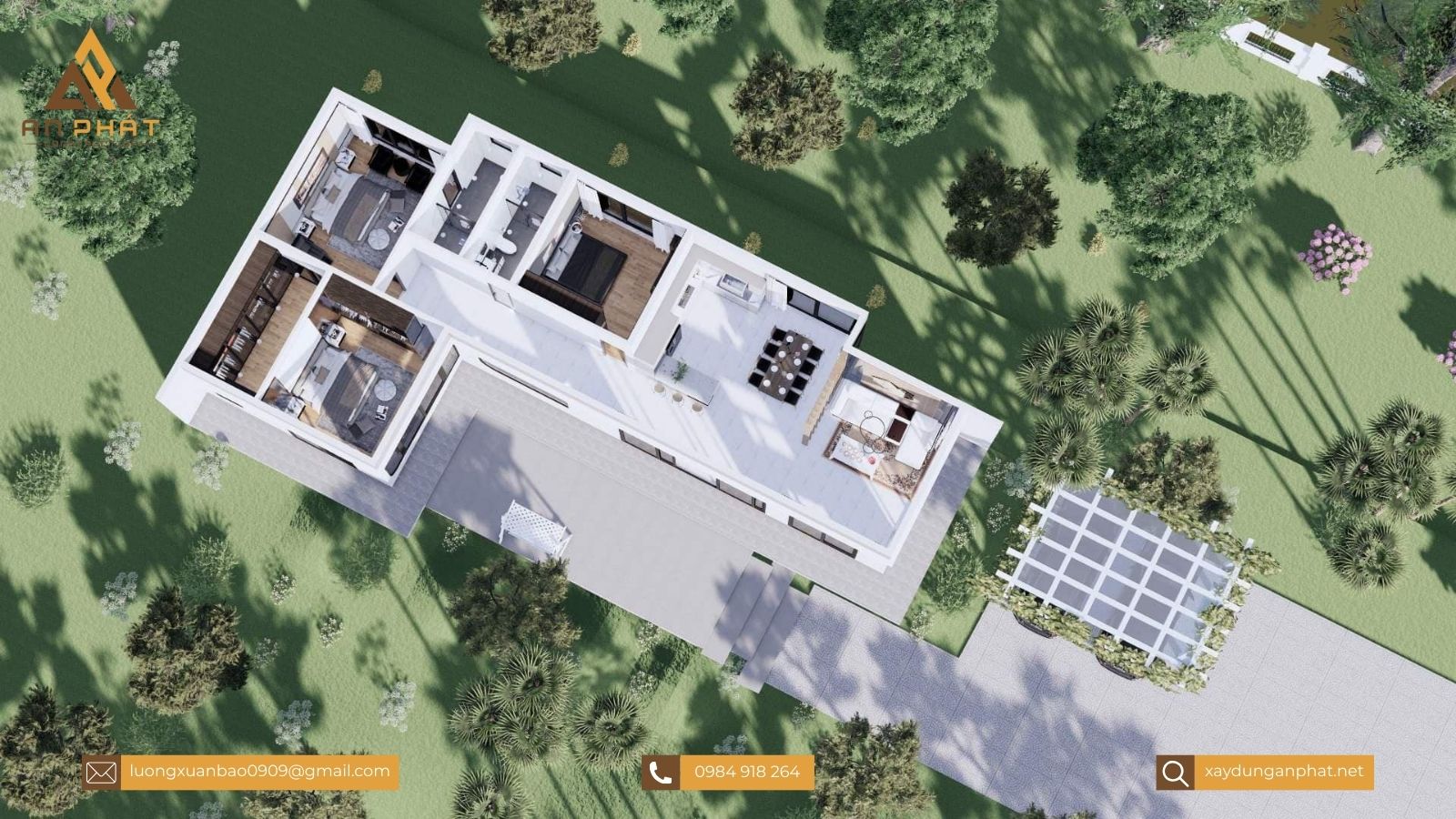 Nhà cấp 4 chữ L đơn giản, tiện nghi