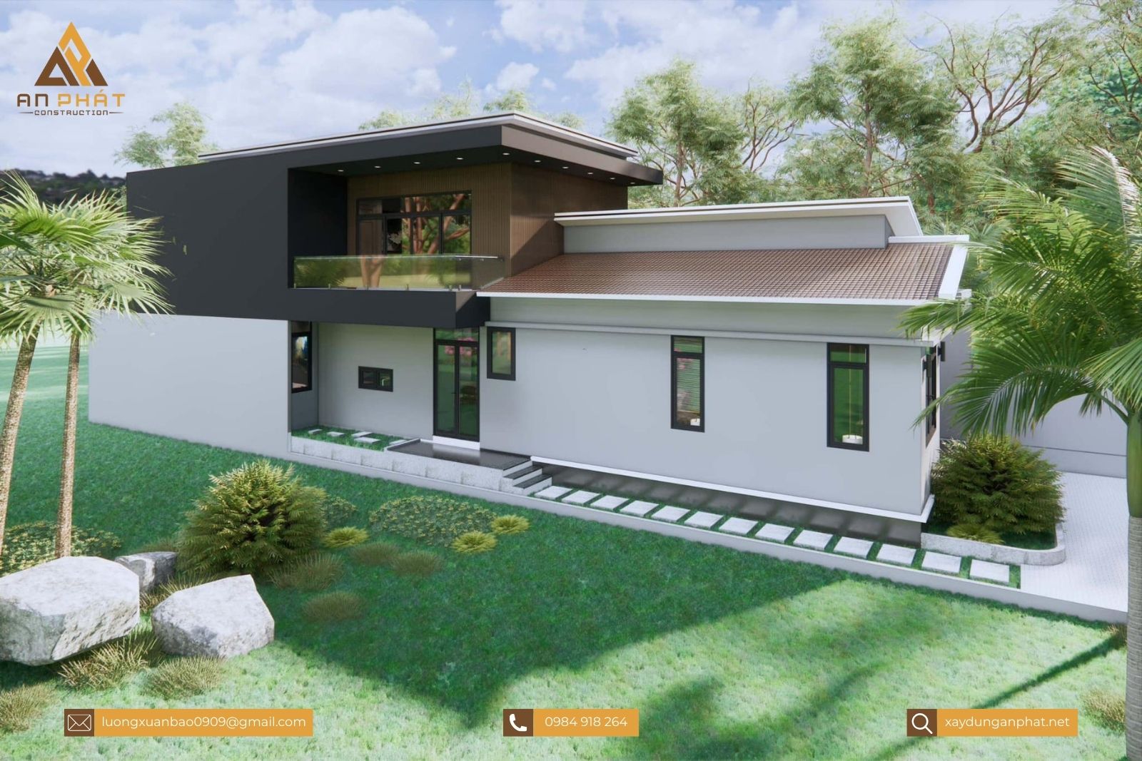 Nhà cấp 4 gác lửng mái lệch