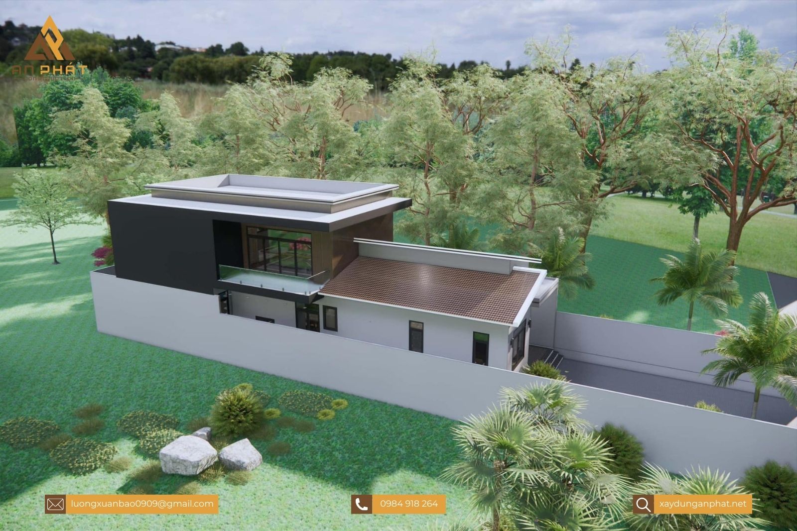 Nhà cấp 4 gác lửng mái lệch