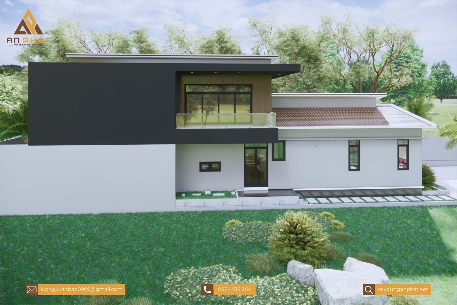 Nhà cấp 4 gác lửng mái lệch