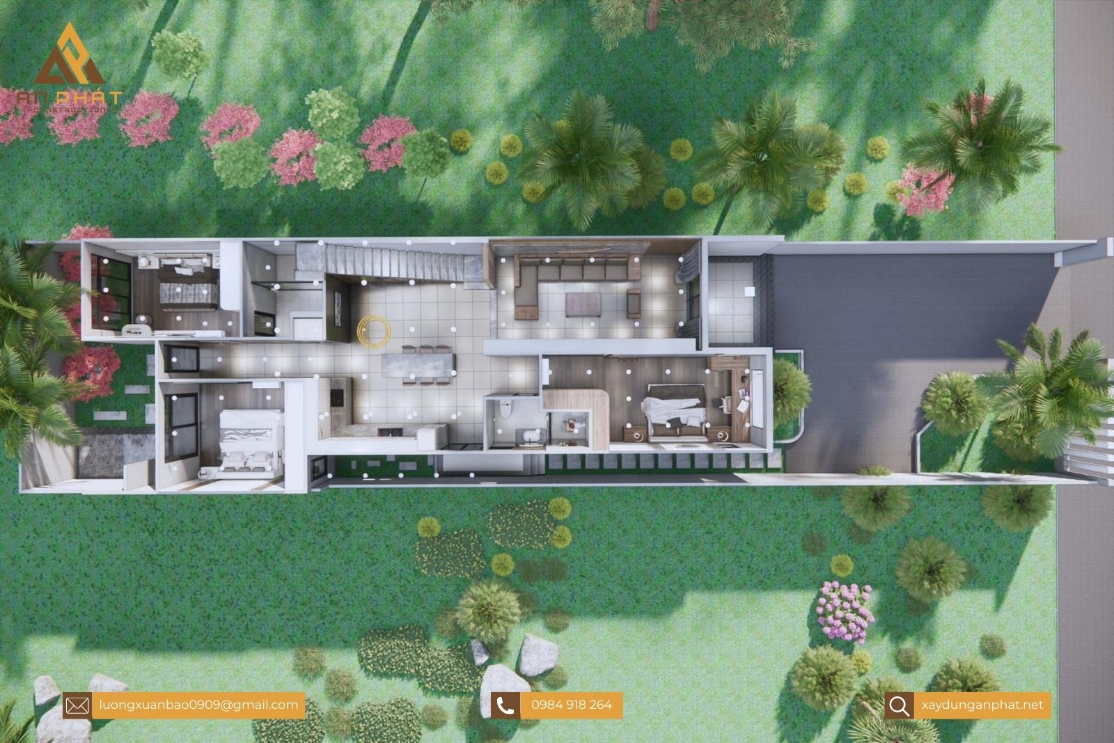 Nhà cấp 4 gác lửng mái lệch