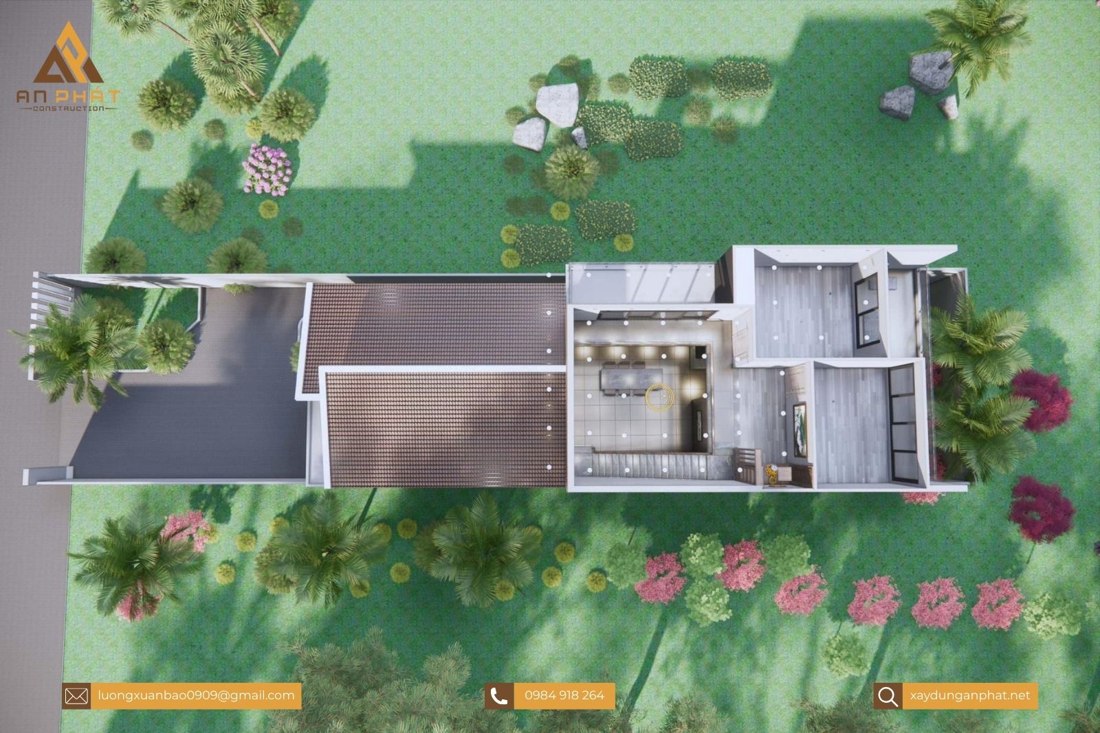 Nhà cấp 4 gác lửng mái lệch