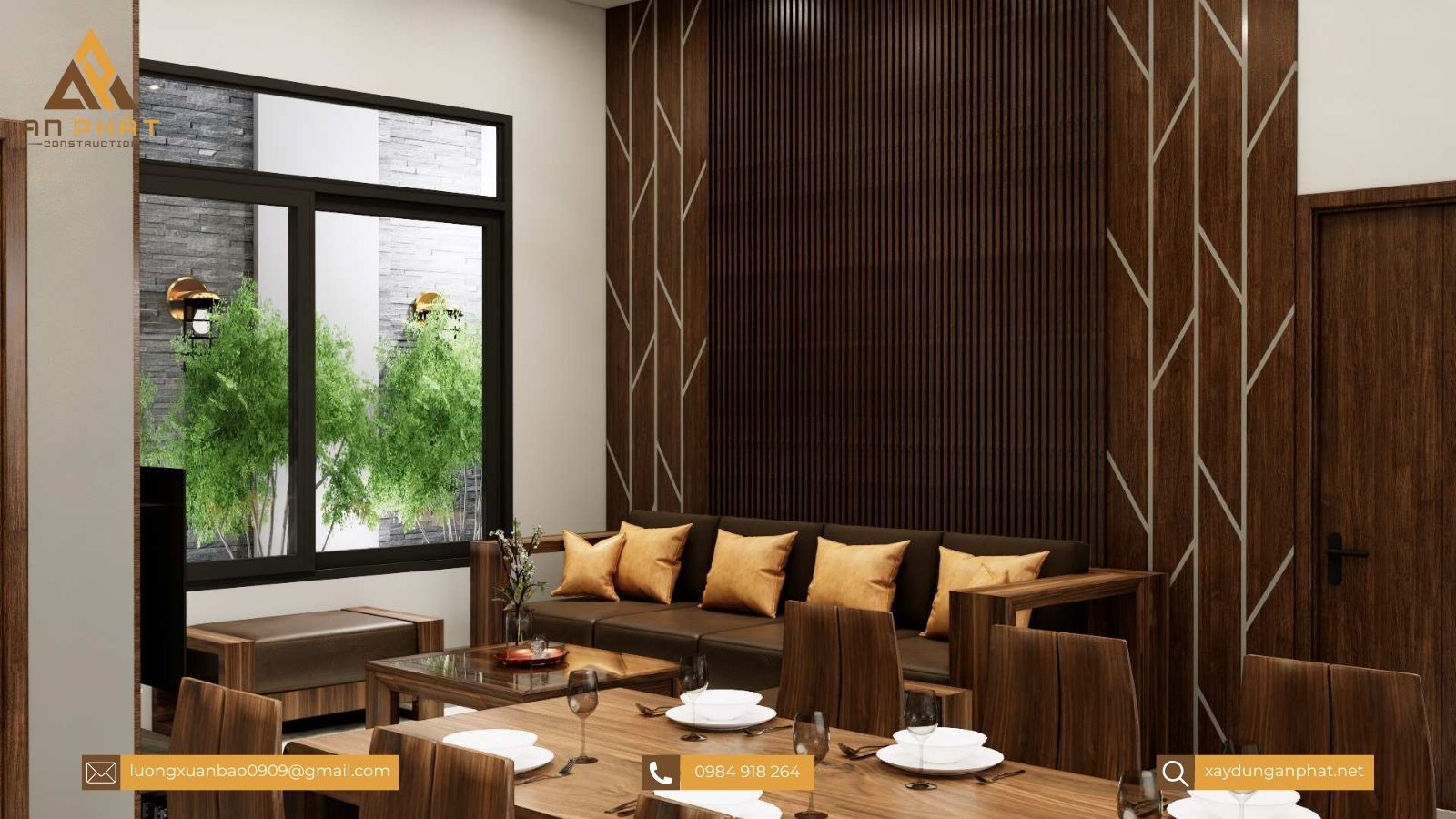 Nhà cấp 4 mái bằng ở nông thôn 15x8.5, 3 phòng ngủ