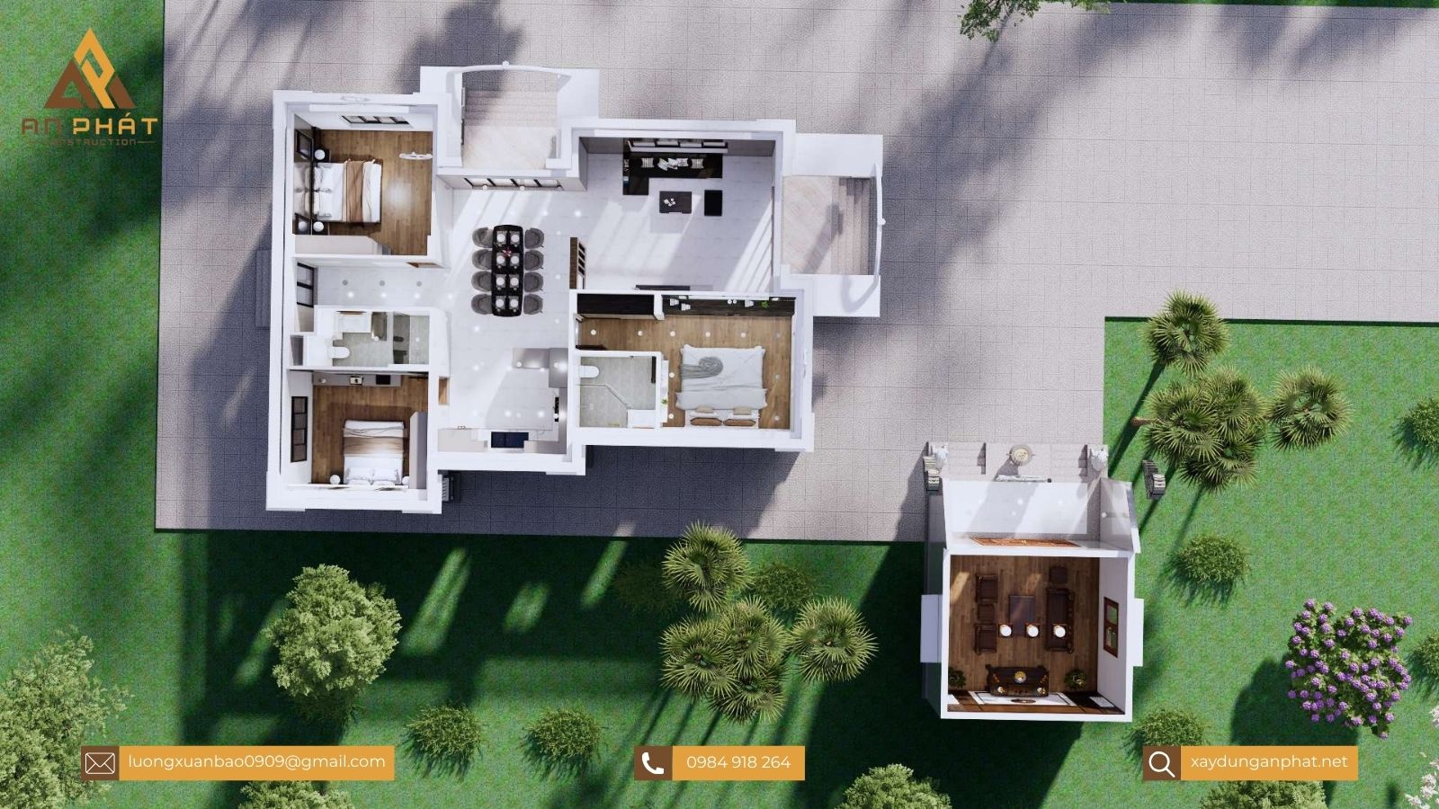 Nhà cấp 4 mái thái 3 phòng ngủ