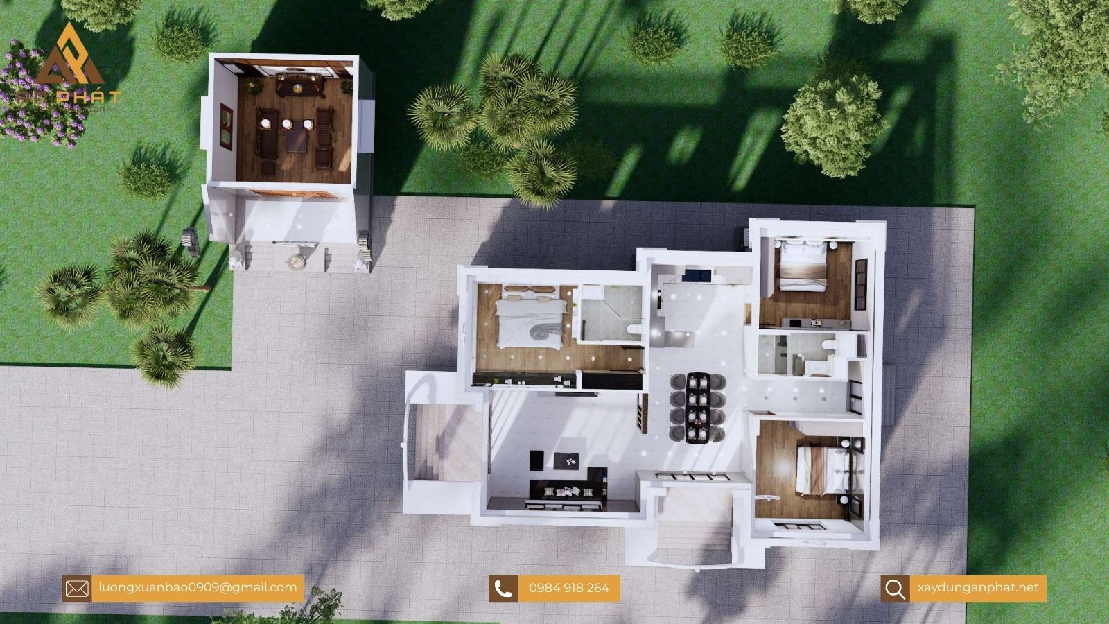 Nhà cấp 4 mái thái 3 phòng ngủ