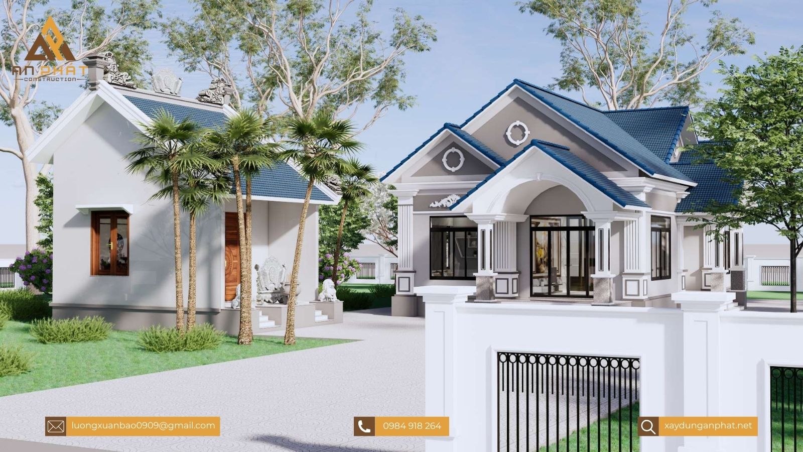 Nhà cấp 4 mái thái 3 phòng ngủ