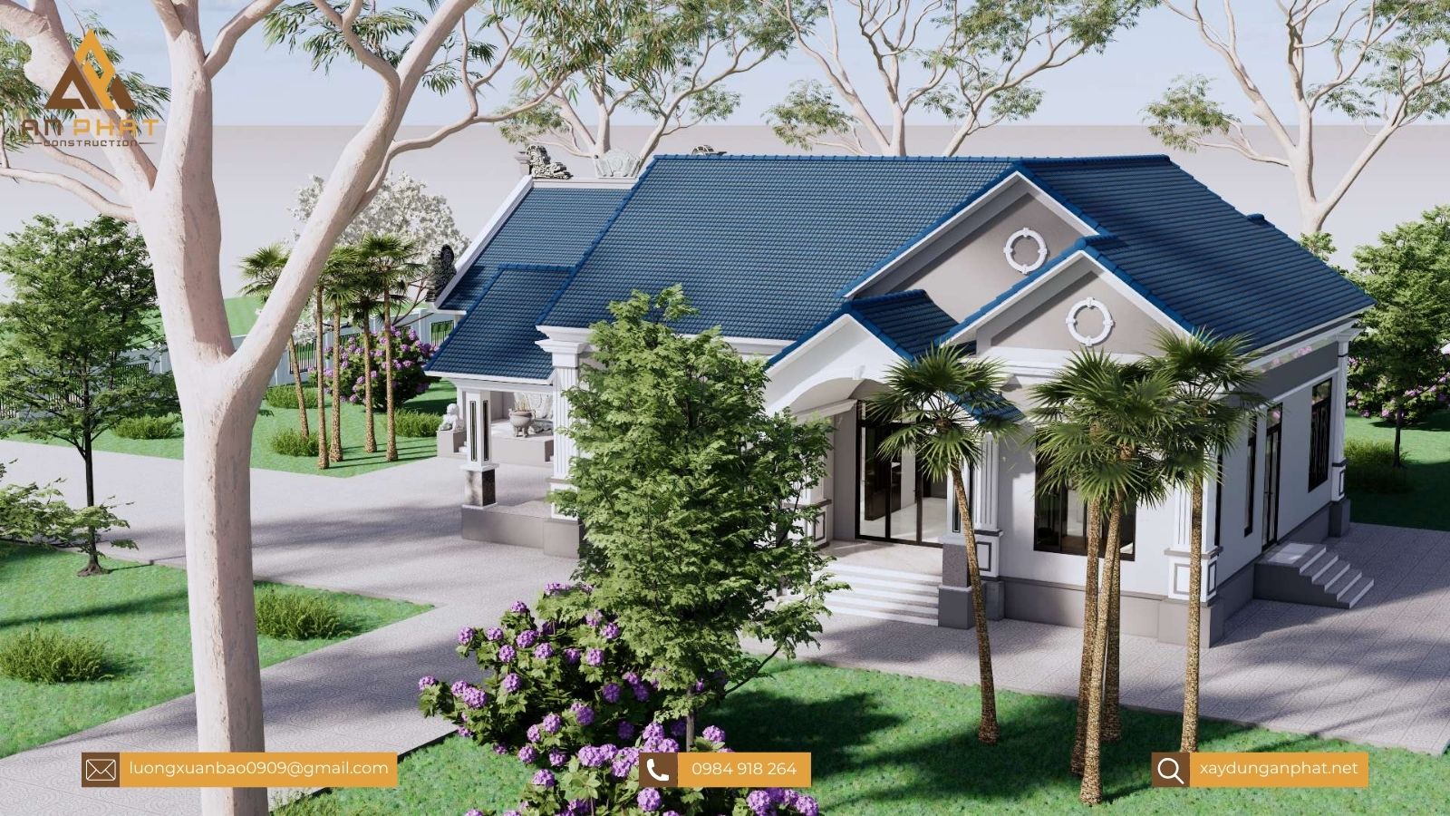 Nhà cấp 4 mái thái 3 phòng ngủ