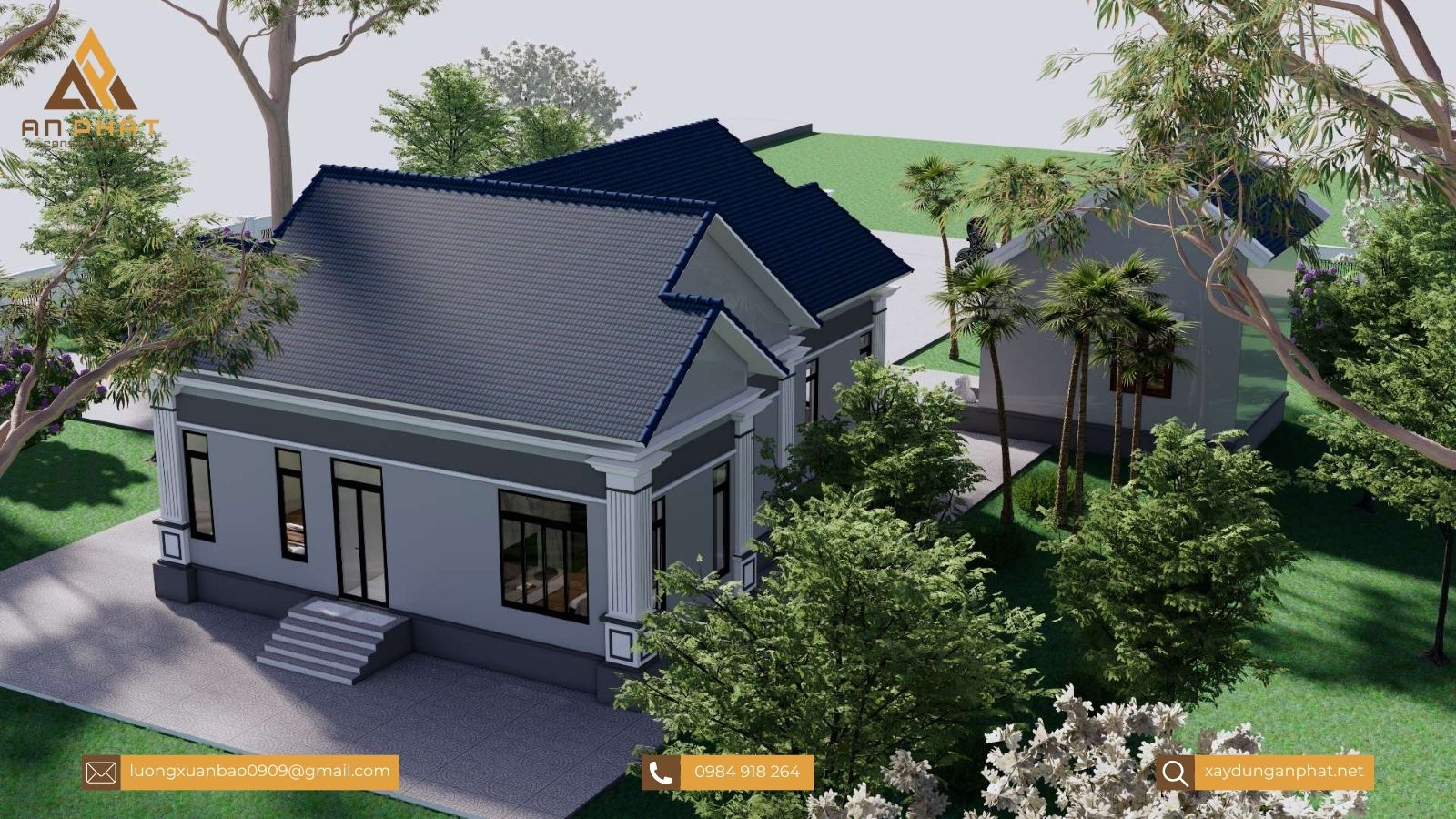 Nhà cấp 4 mái thái 3 phòng ngủ