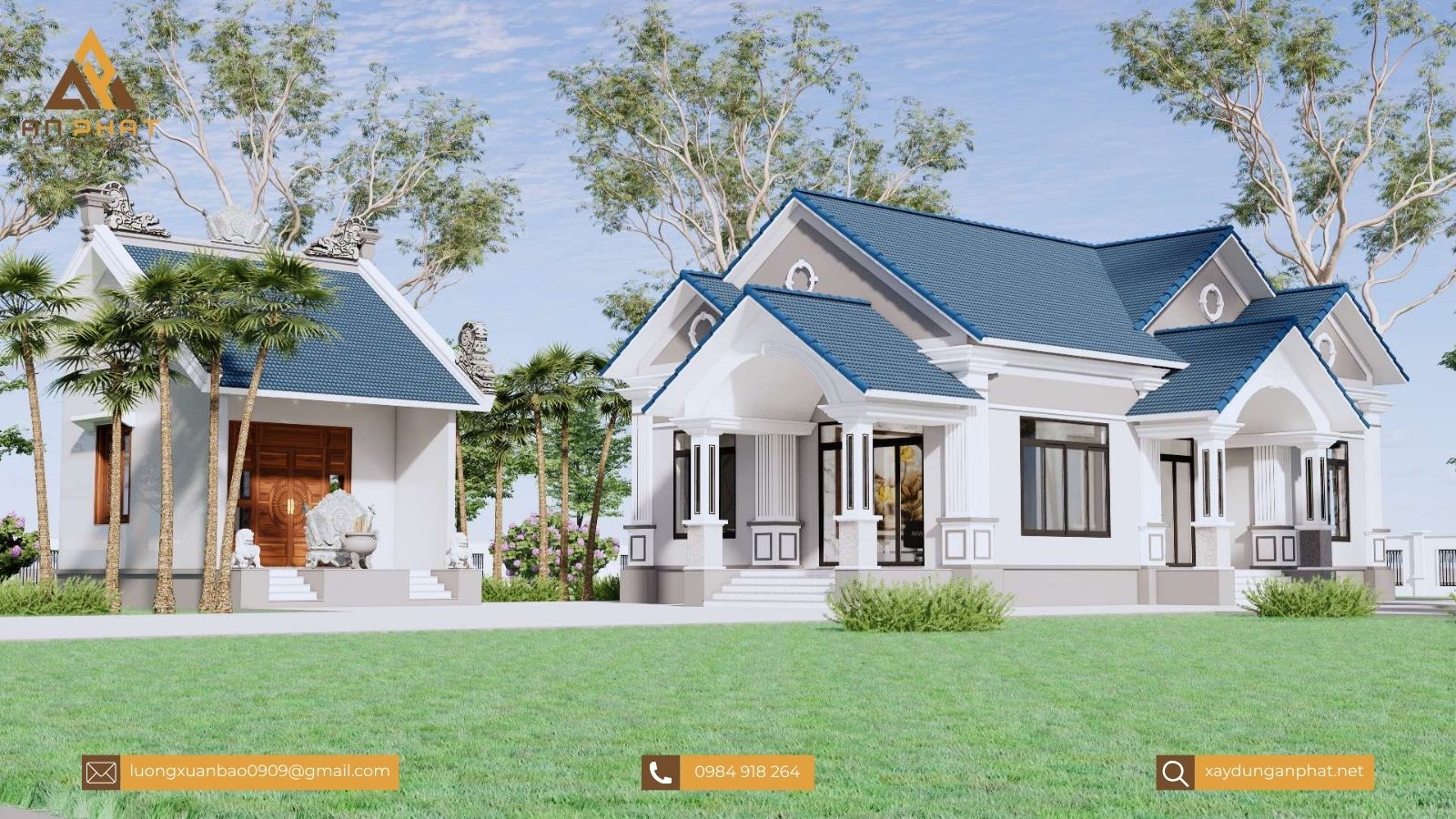 Nhà cấp 4 mái thái 3 phòng ngủ