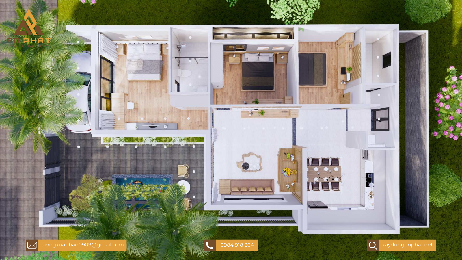 Nhà cấp 4 mặt tiền mái bằng 3 phòng ngủ