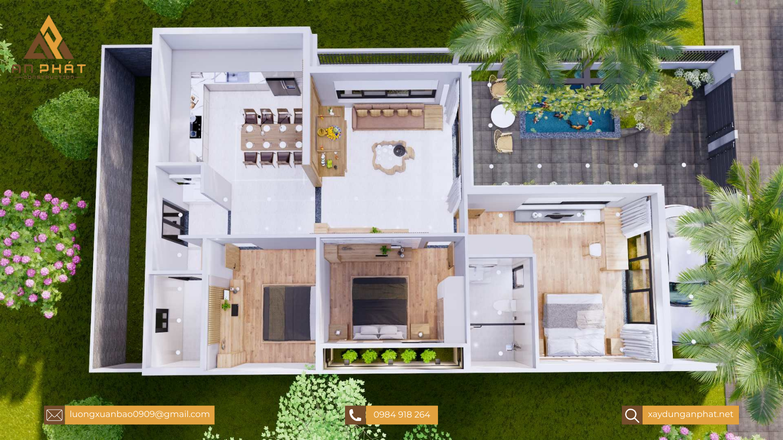 Nhà cấp 4 mặt tiền mái bằng 3 phòng ngủ