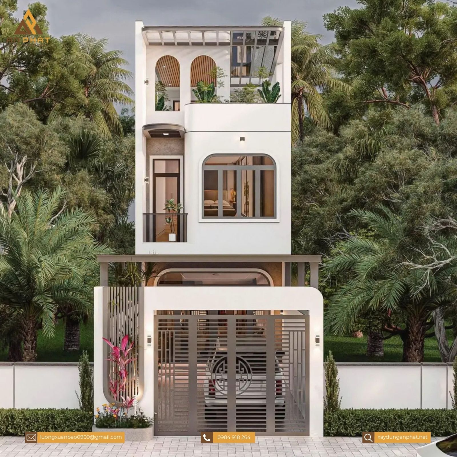 Nhà phố 1 trệt 2 tầng hiện đại