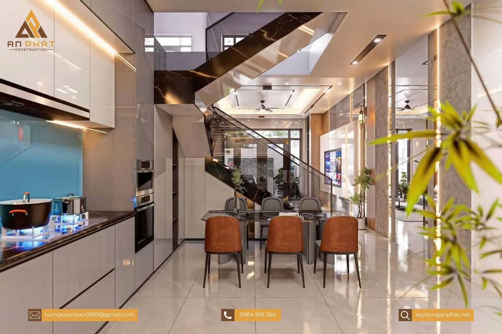 Nhà phố 1 trệt 2 tầng hiện đại