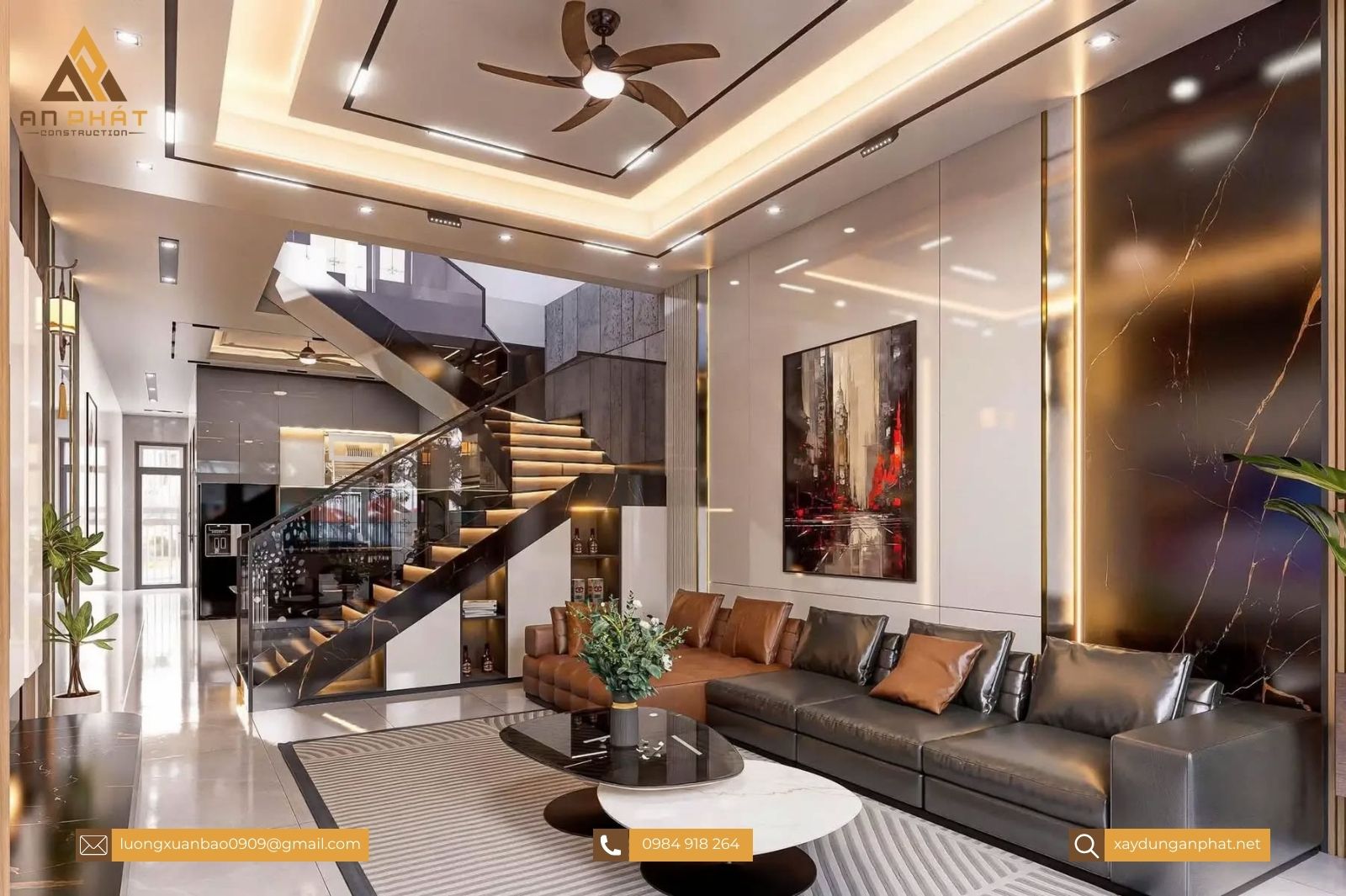 Nhà phố 1 trệt 2 tầng hiện đại