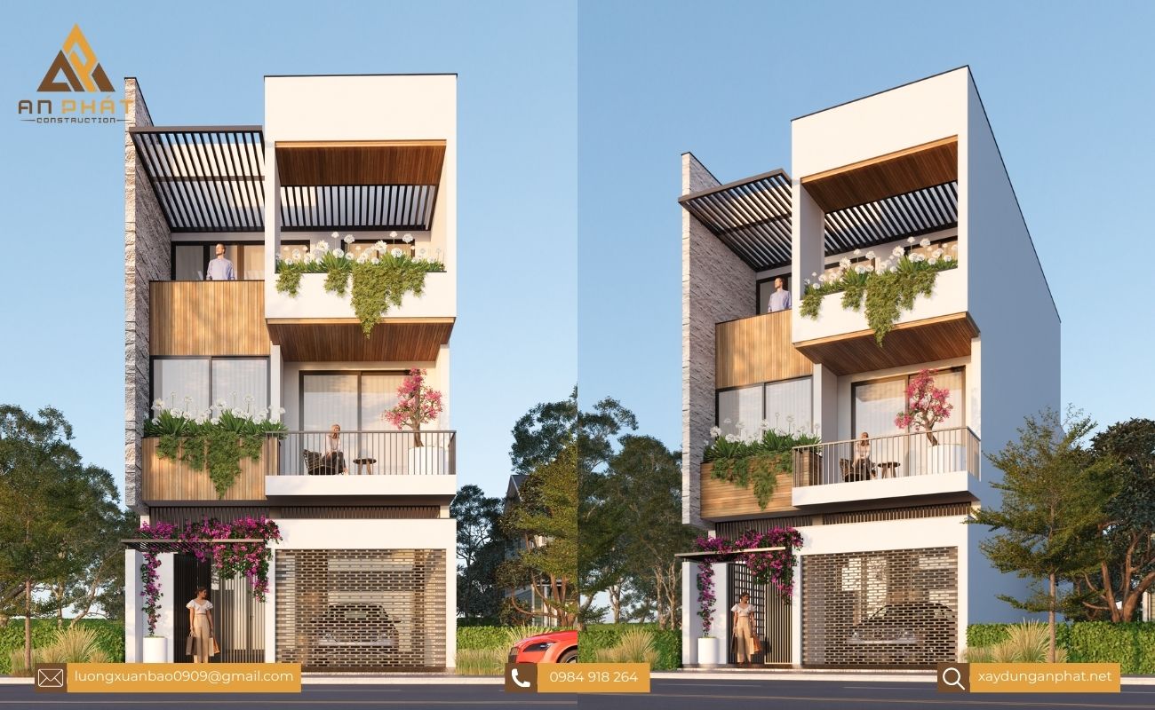 Nhà phố 3 tầng hiện đại 4 phòng ngủ 5x20