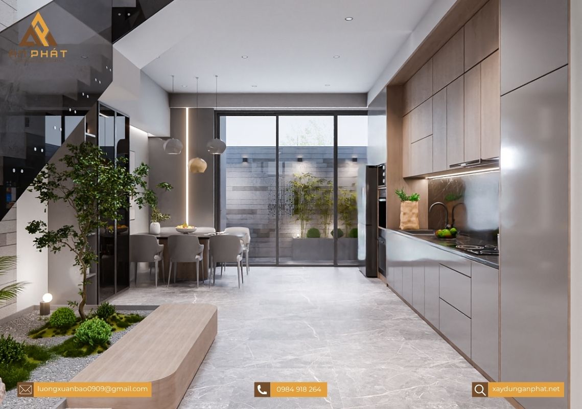 Nhà phố 3 tầng tối giản, hiện đại