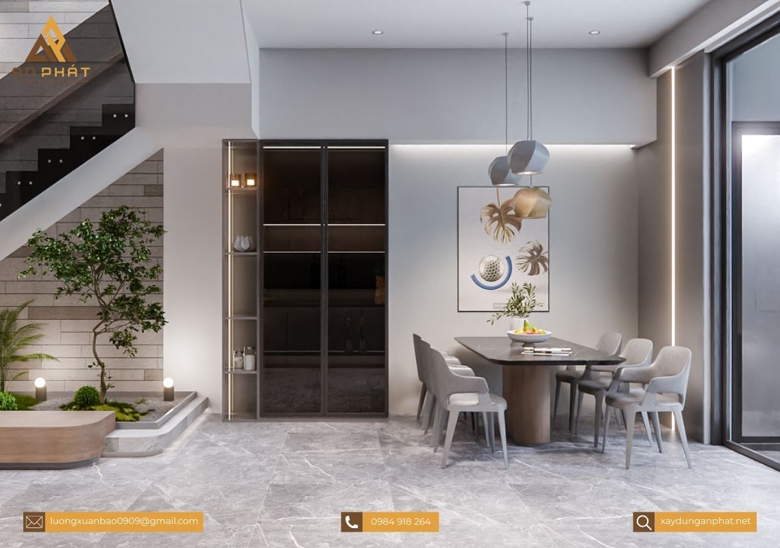 Nhà phố 3 tầng tối giản, hiện đại