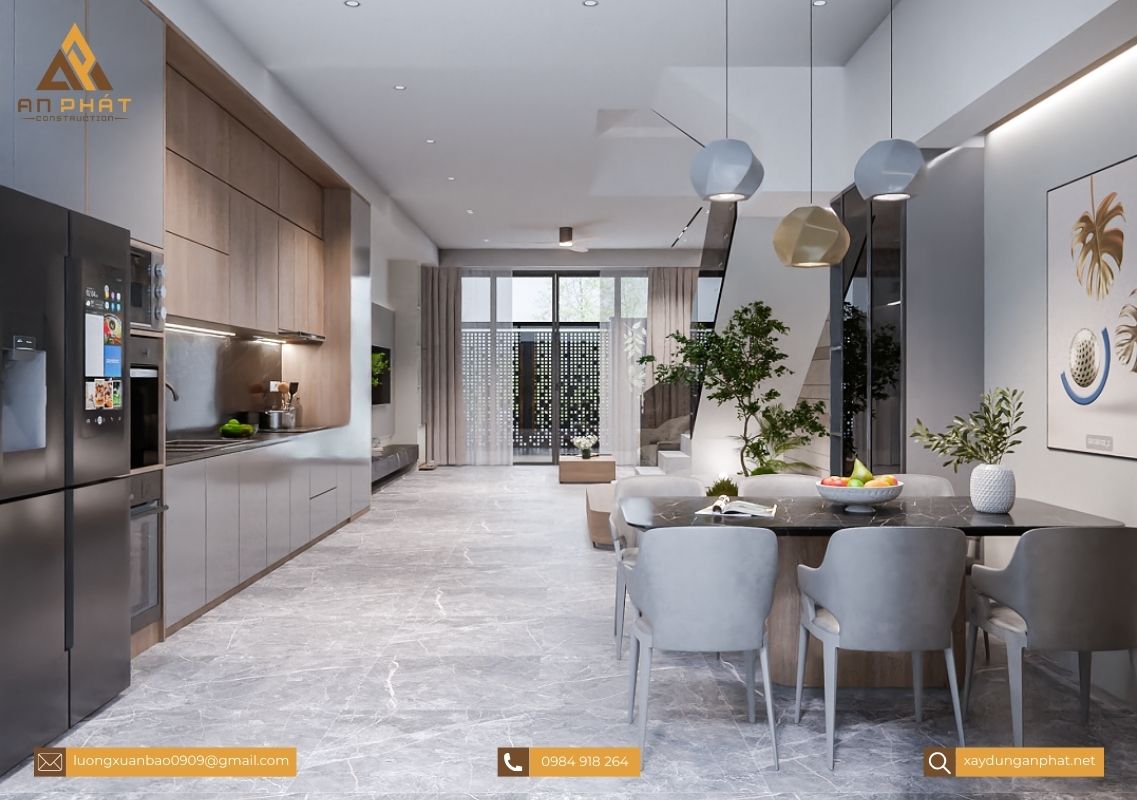 Nhà phố 3 tầng tối giản, hiện đại