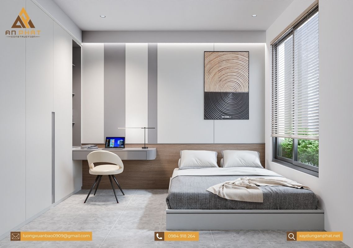 Nhà phố 3 tầng tối giản, hiện đại