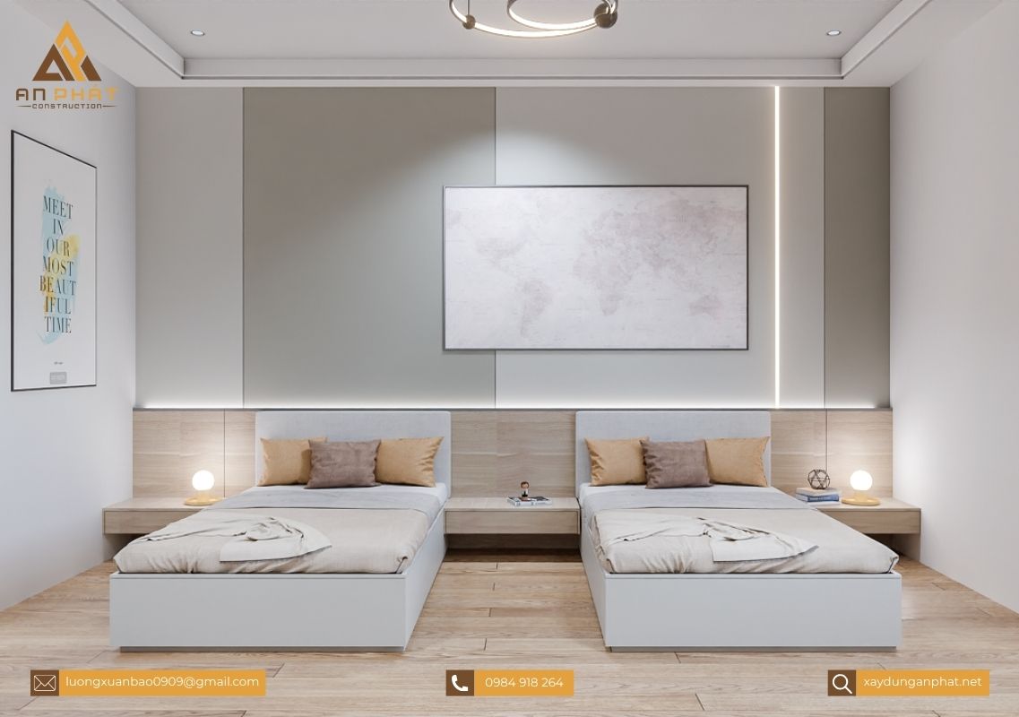 Nhà phố 3 tầng tối giản, hiện đại