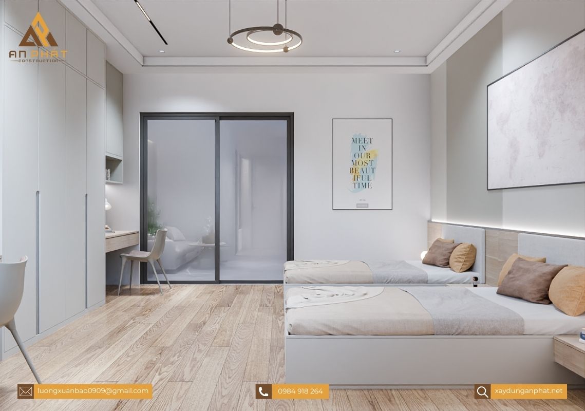 Nhà phố 3 tầng tối giản, hiện đại