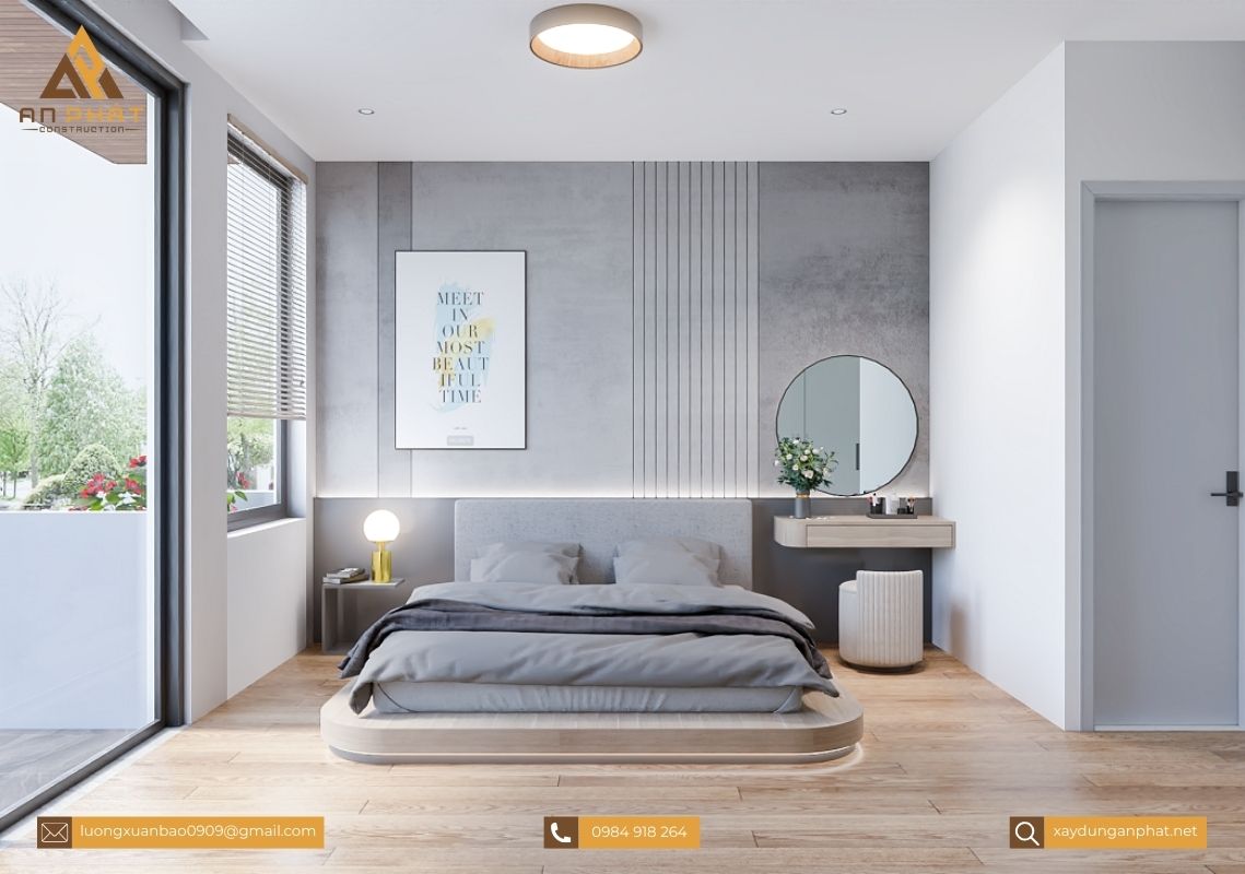 Nhà phố 3 tầng tối giản, hiện đại