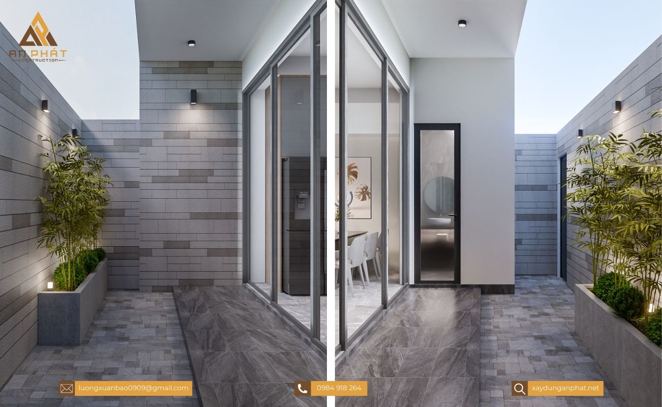 Nhà phố 3 tầng tối giản, hiện đại