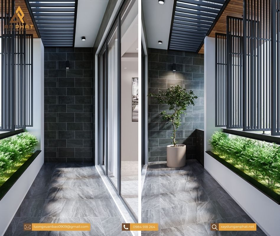 Nhà phố 3 tầng tối giản, hiện đại